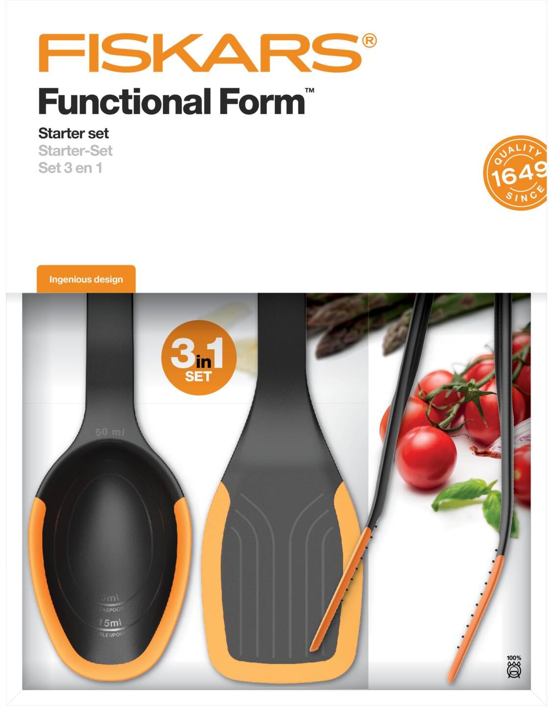Fiskars Starter-Set, 3-teilig, Küchenutensilien, Functional Form