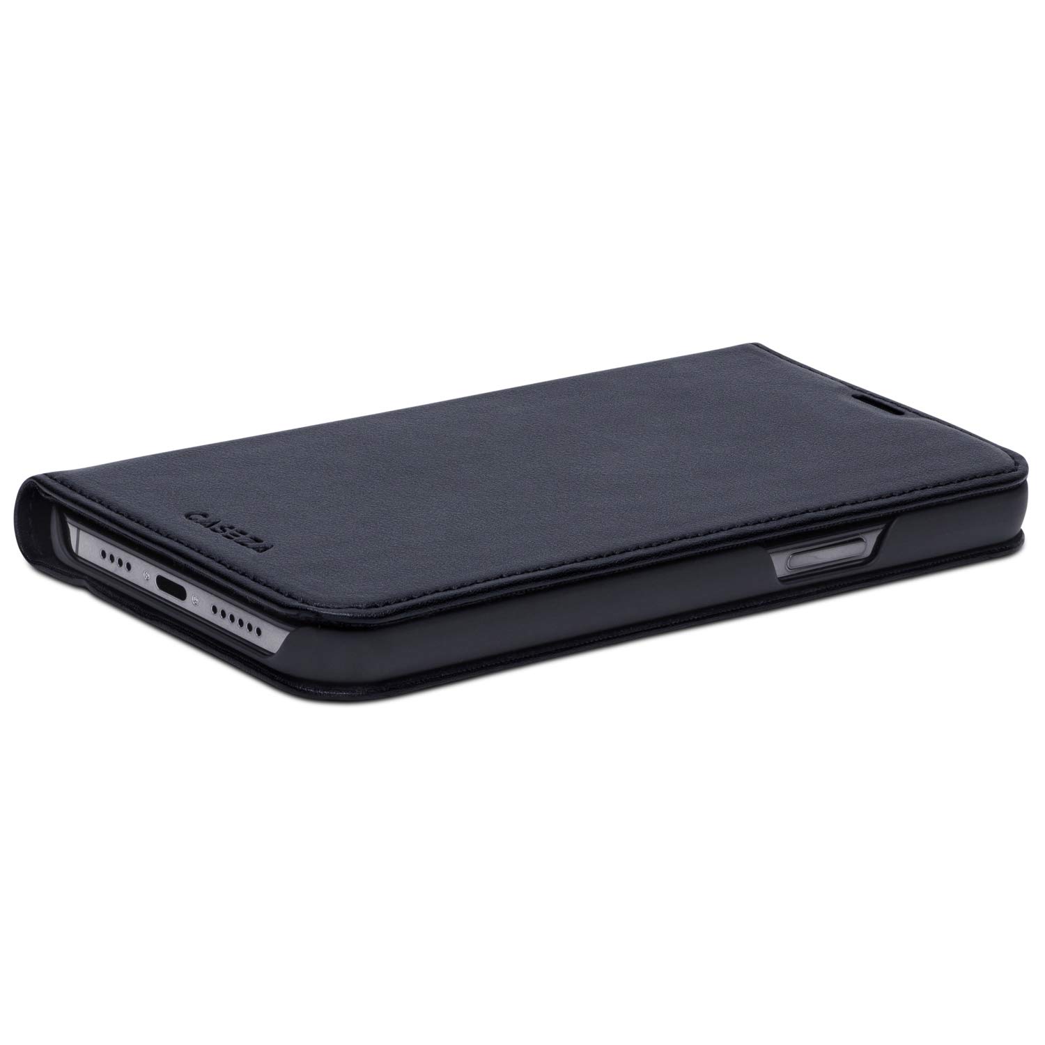 StilGut cover a libro compatibile con iPhone 12 Pro Max (6.7) custodia in pelle ultrasottile, apribile di 360 gradi, cover in pelle - nero nappa