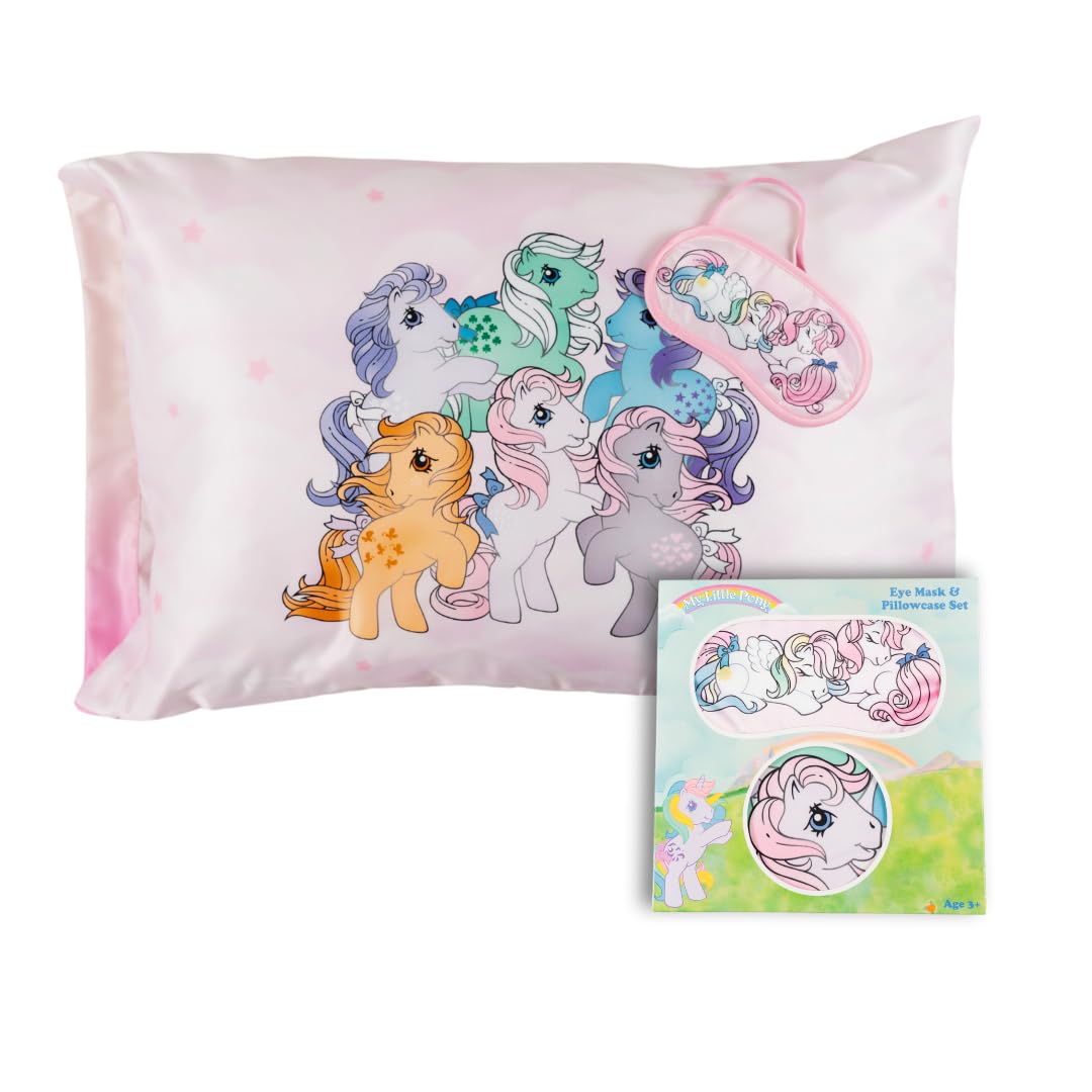 My Little Pony Unicorn Beauty Silky Satin Standard Reversible Pillowcase & Eye Mask Set, 20x30