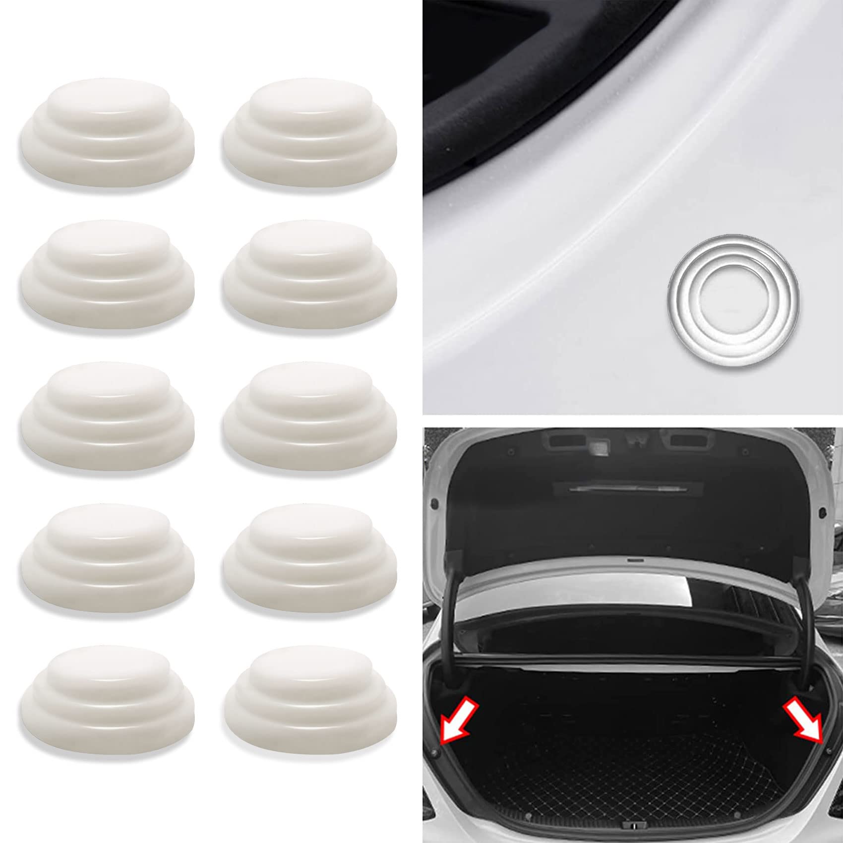 10PCS Car Door Shock Absorber Protector, Sound Insulation and Anti-Collision Pad, Car Exterior Buffer Protector, Automotive Door Entry Guard Auto Accessories Universal for Most Cars