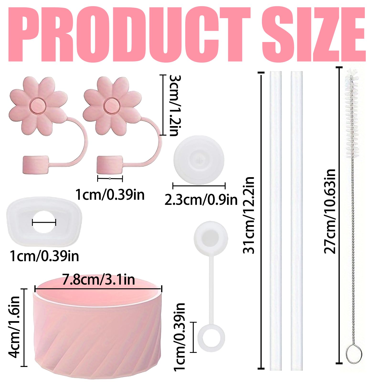 9PCS Kit Accessoires Stanley Cup 40oz/30oz - Couvercle Paille, Bouchon Silicone, Coque, Pailles Et Brosses