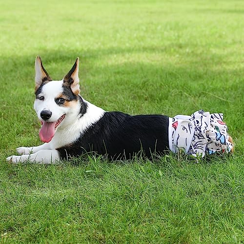 Image of Reusable Dog Diapers Female 3 Pack Washable Highly Absorbent Doggie Diapers, Premium Puppy Diapers, Leak-Proof Doodle Doggy Diapers for Dog Period Heat Incontinence Potty Training, L