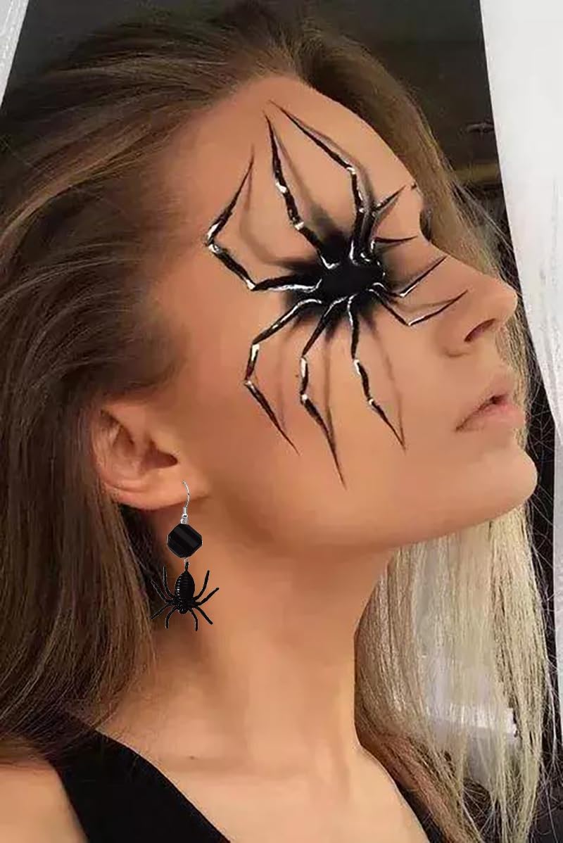 Vintage Gothic Spider Earrings Halloween Crystal Spider Drop Dangle Earrings Punk Style Reptile Animal Jewelry for Women - Image 3