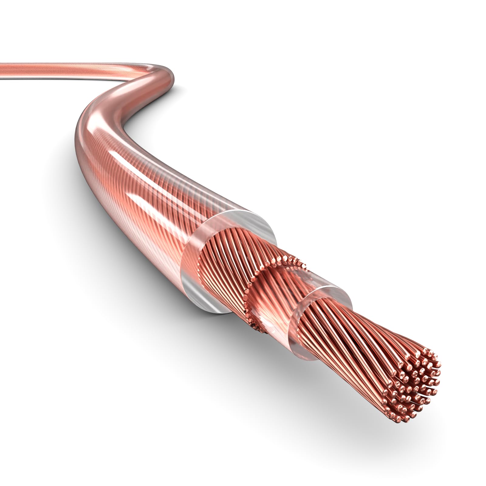 PAXO 10 m współosiowy kabel głośnikowy, 2 x 1,5 mm², OFC/czysta miedź, elastyczny, kompaktowy kabel Hi-Fi o średnicy 5,5 mm, przezroczysty
