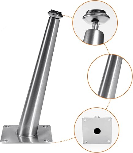 Miniatura 5 de VEHCIL 4 patas de muebles de níquel cepillado de 6 pulgadas, patas de metal cónicas oblicuas para gabinete, sofá, mesa, cama, aparador, accesorio de