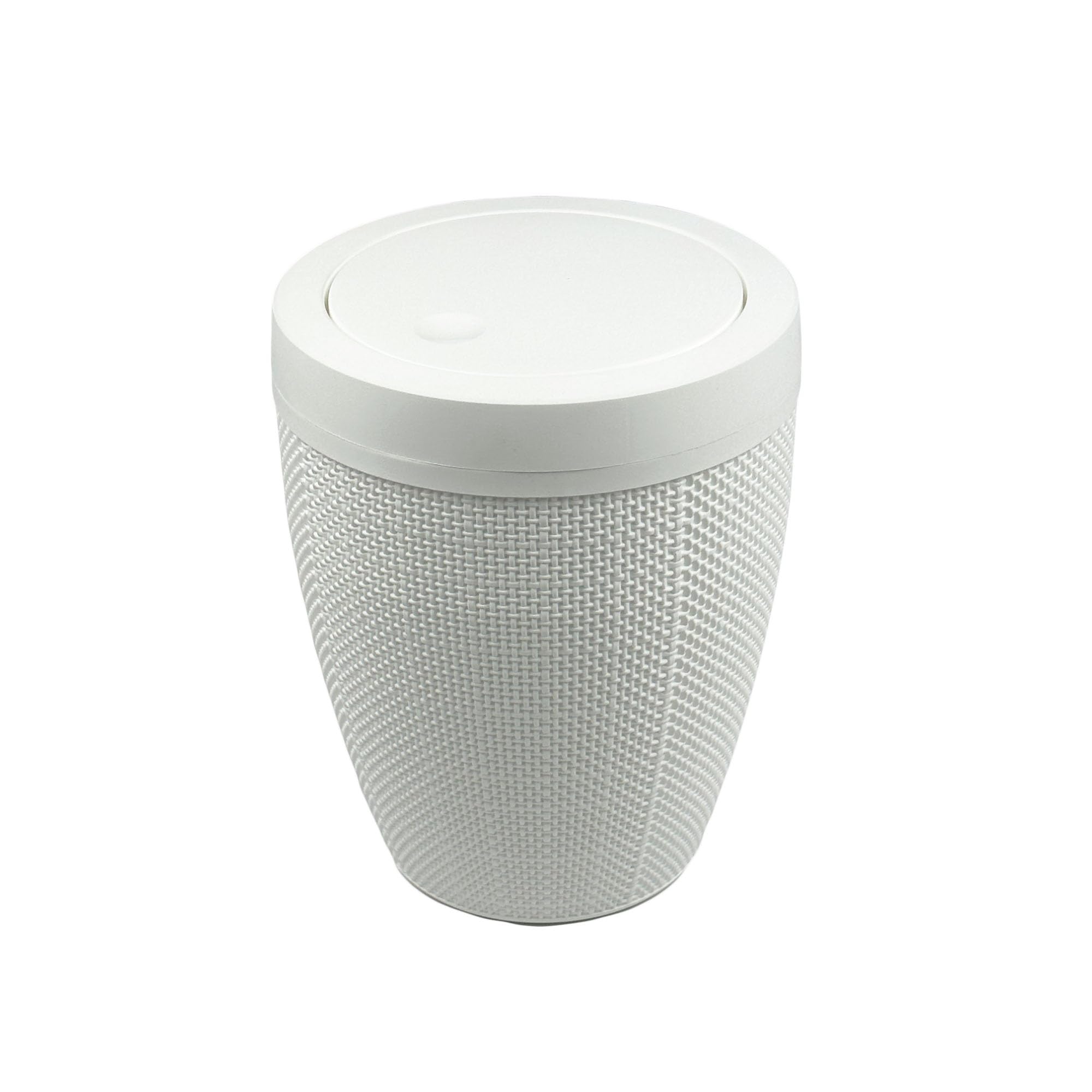 Addis Hessian Round Bathroom Swing Bin In White
