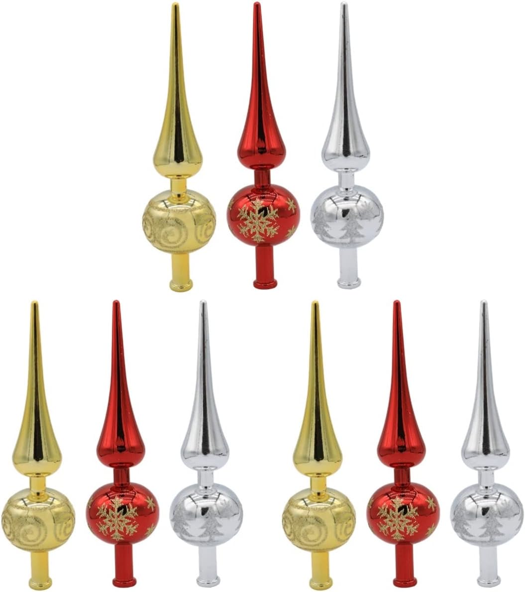 ABOOFAN 9pcs Xmas Tree Toppers Vintage Hand Painted Star Decoration Delicate Xmas Tree Ornament for Holiday Home Decor Bright Festive Finial