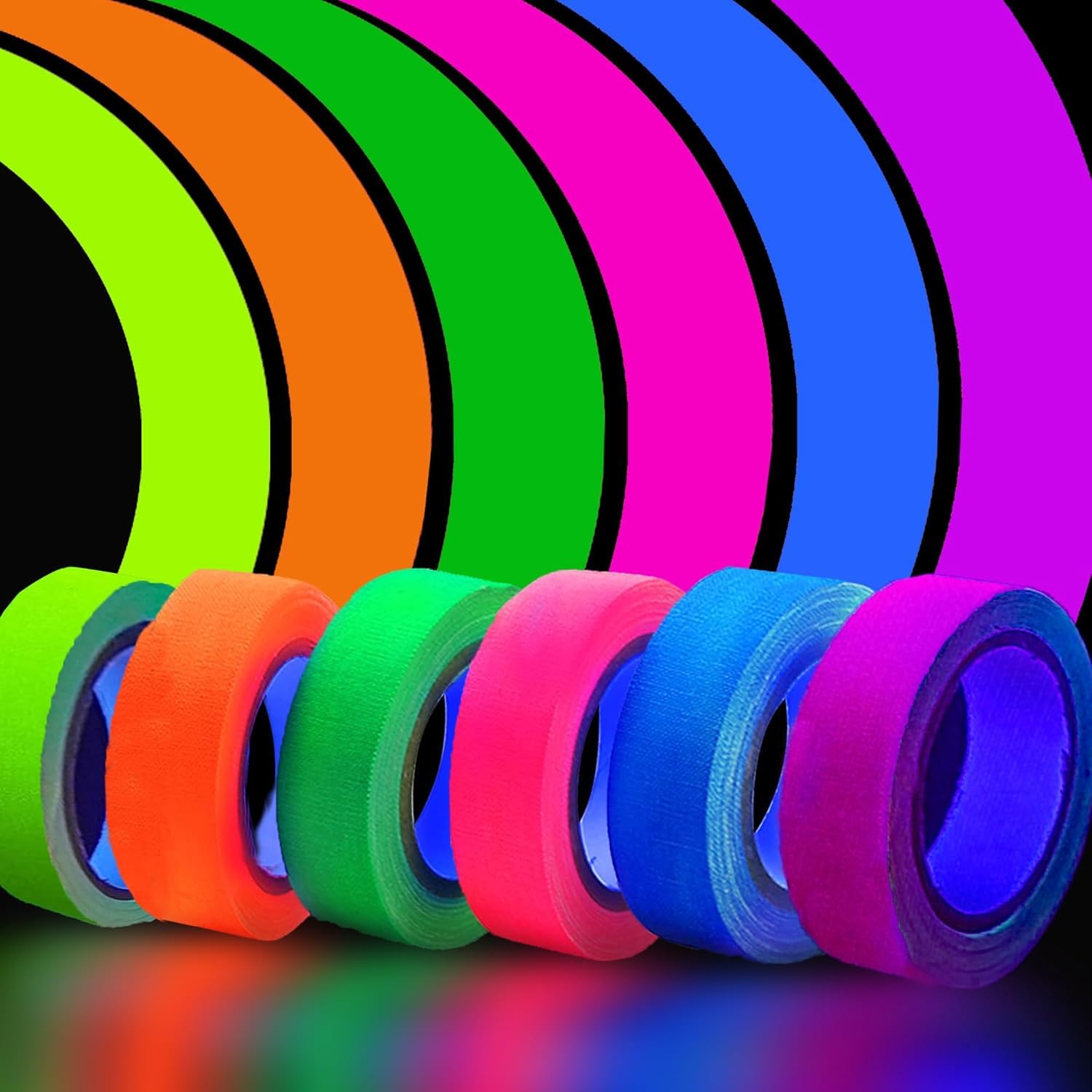 6Pcs Glow in the Dark Tape,Gaffer Tape for Glow in the Dark Party Supplies