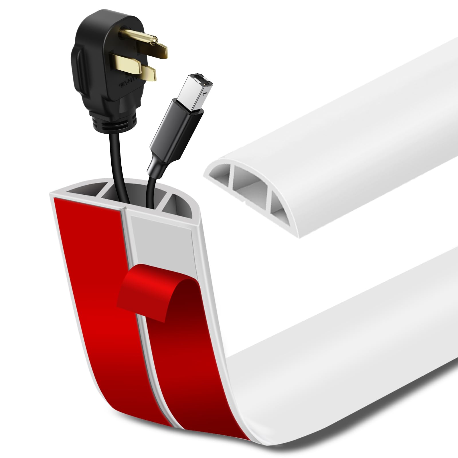 Floor Cord Cover Self Adhesive Cord Hider Floor Extension Cord Covers for Floor Power Cord Protector Cable Management Prevent Cable Trips Cable Cavity