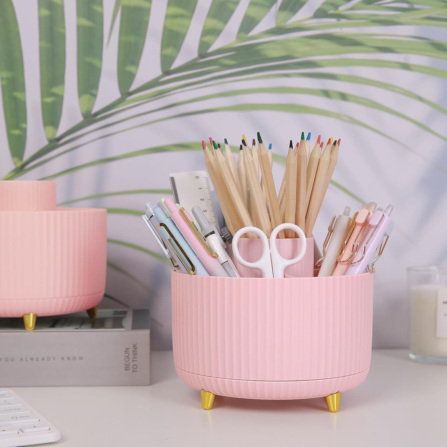 Organizzatore Scrivania Organizer da Scrivania Portapenne A Doppio Scopo per per Penne con 5 Slot per Articoli Artistici Ufficio(B)