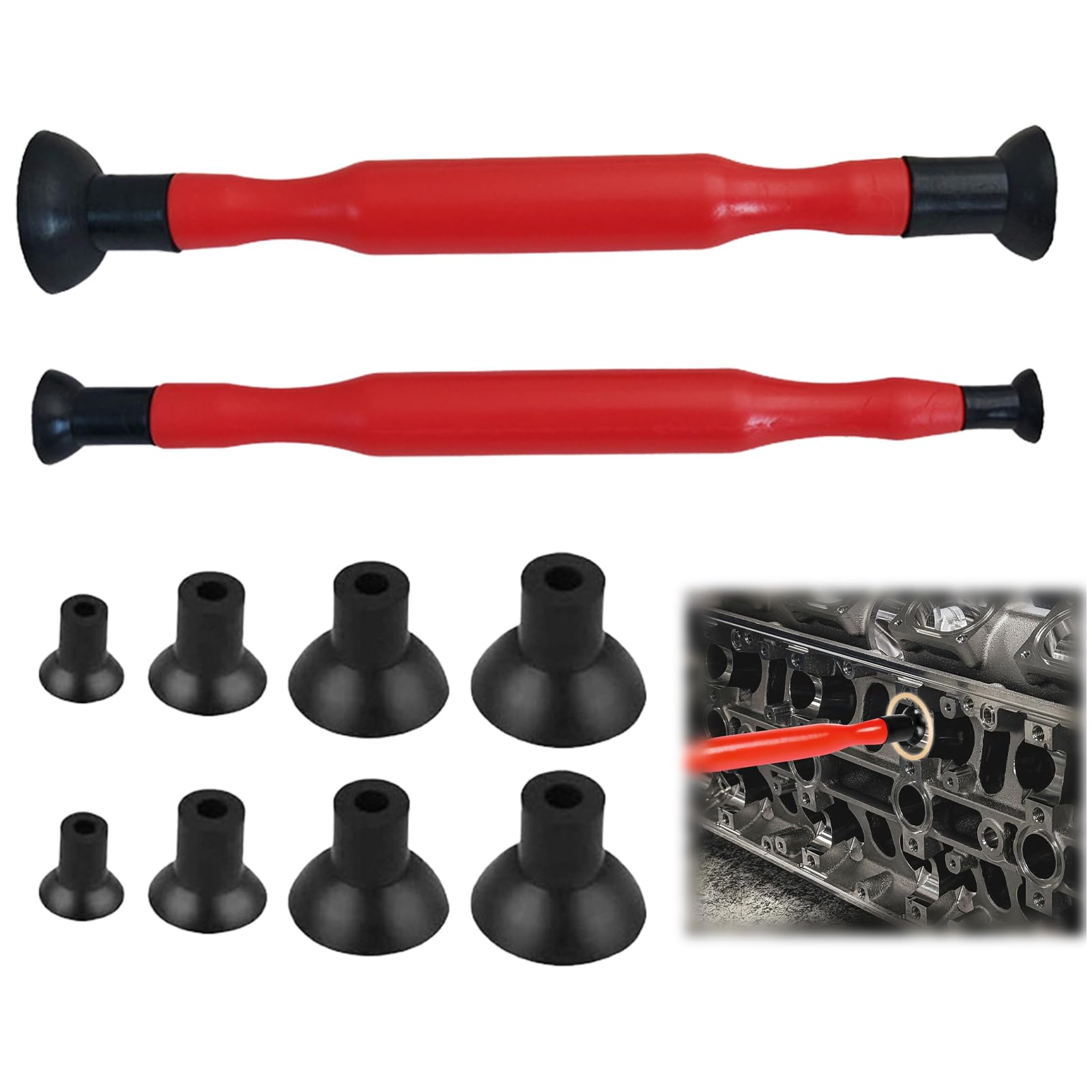 Kit usinage soupapes 2 pièces avec 8 ventouses, pâte à polir, tournevis, meulage & compresseur ressorts - Outil de réparation automobile professionnel d'entretien moteur