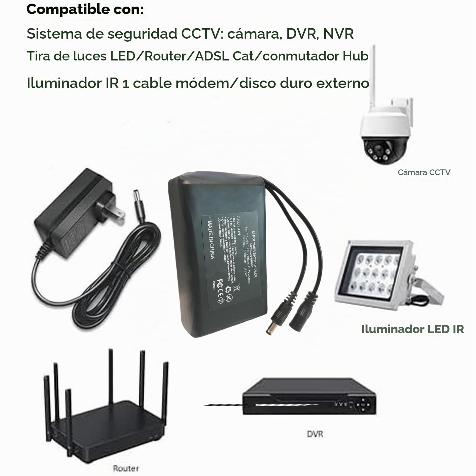 Batería de iones de litio de 12 V 10800 mAh con cargador compatible con dispositivos de 12 V, iluminación de bicicleta, proyecto de bricolaje, radio, luz de pesca, tira de luz LED, cámara CCTV