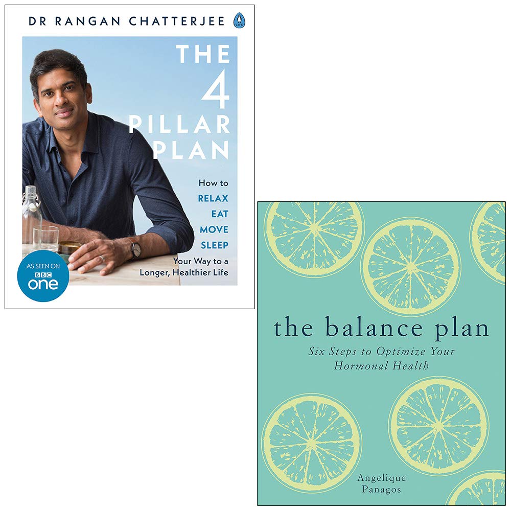 The 4 Pillar Plan By Dr Rangan Chatterjee & The Balance Plan By Angelique Panagos 2 Books Collection Set