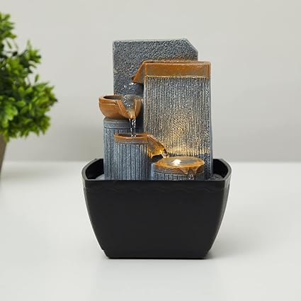 Home Centre Alpine Grey Polyresin Diya Fountain