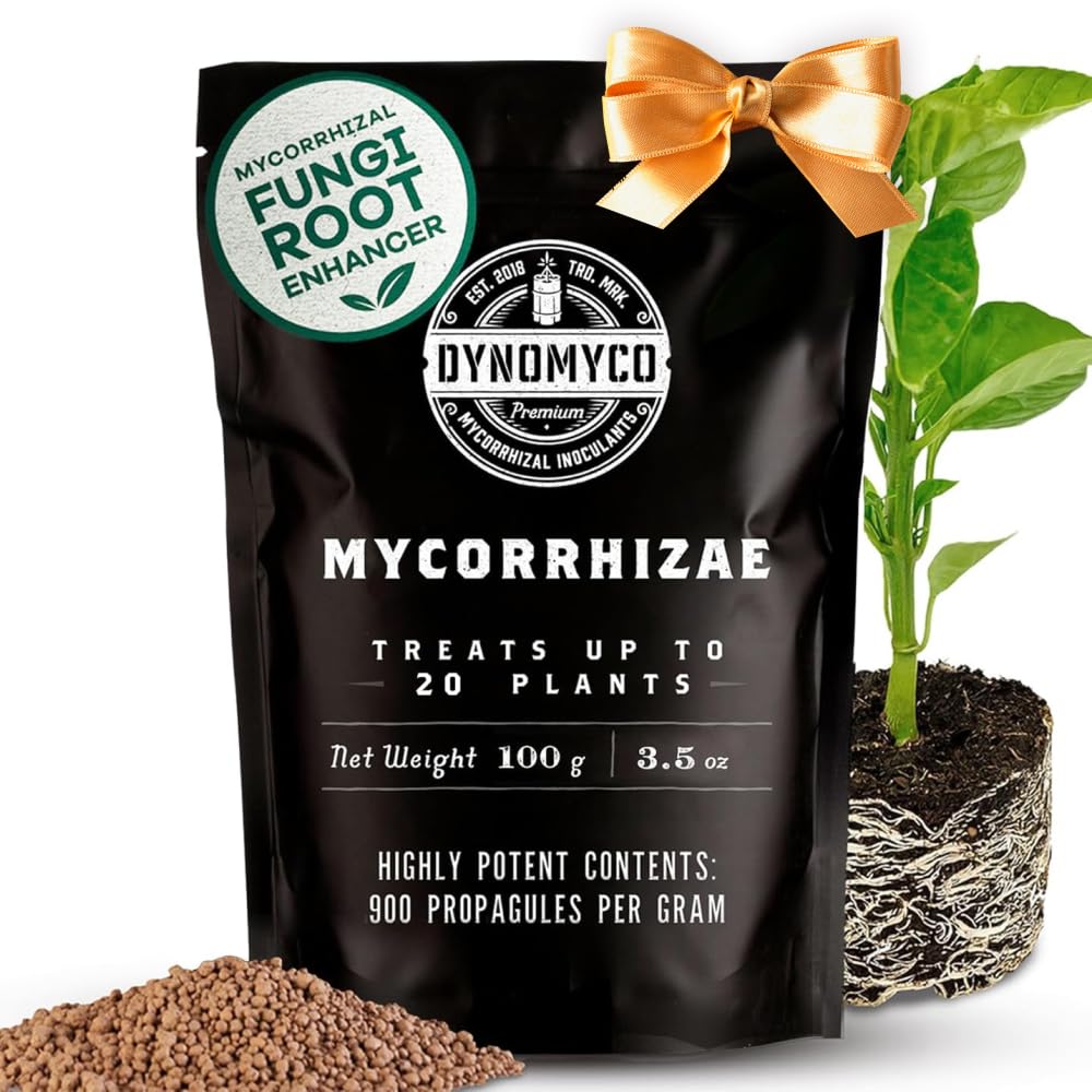 DYNOMYCO Mycorrhizal Inoculant - Plant Growth & Root Treatment - Concentrated Mycorrhiza Formula - Boosts Nutrient - Mycorrhizae Plant Food for Resilience, Root Strength & Fertilizer (100g / 3.5oz)