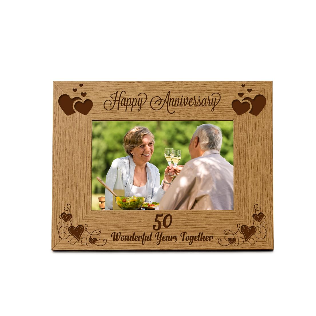 Happy 50th Anniversary Wooden Photo Frame Gift (5 x 7 Inch)