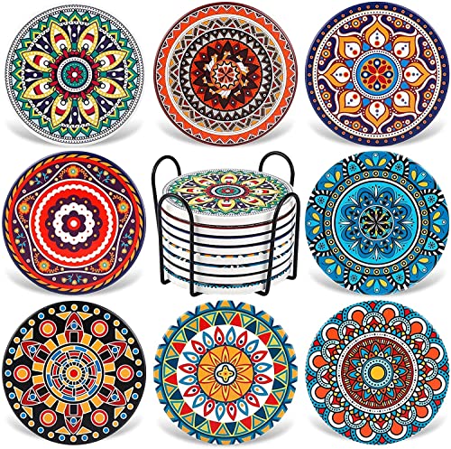 Juego de 8 posavasos decorativos para cristal, tazas, jarrones, velas en su mesa de comedor de madera, vidrio o piedra Boho Edition,Boho Cover