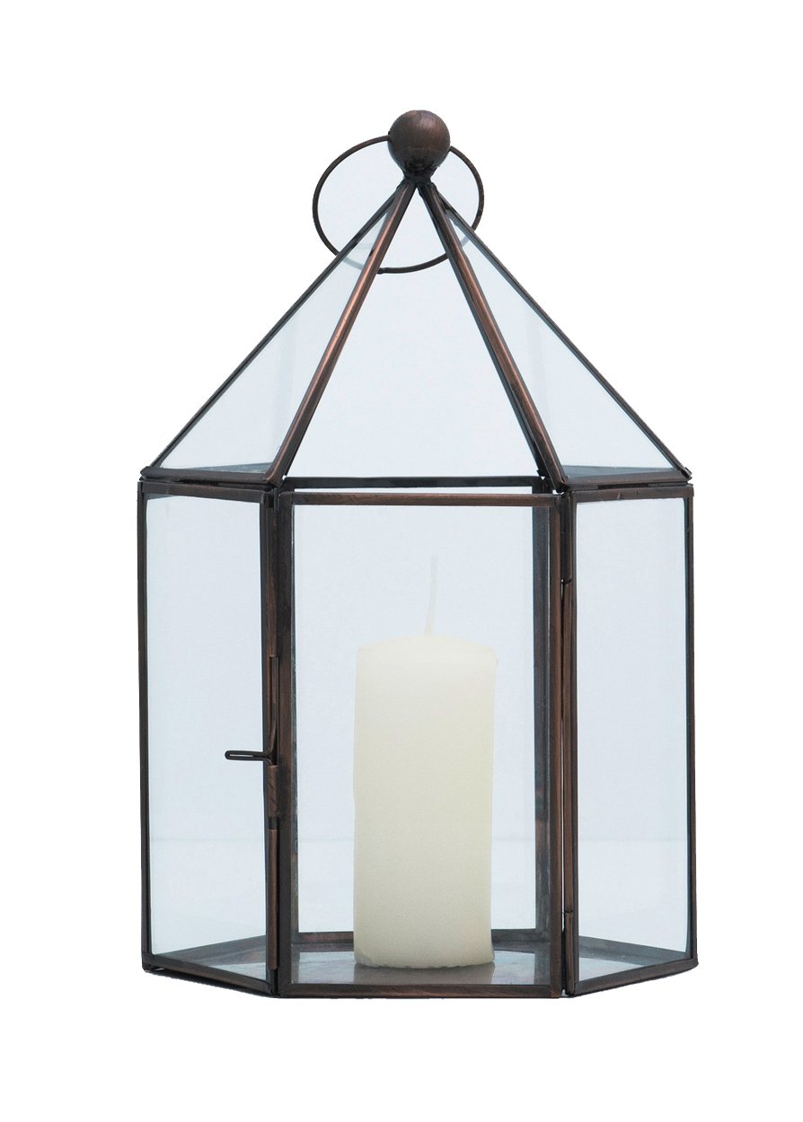 Buyer Bazaar Handmade Modern Home Deco Light Clear Glass Garden Lantern Indoor Lamp, 17 x 15 x 25 cm