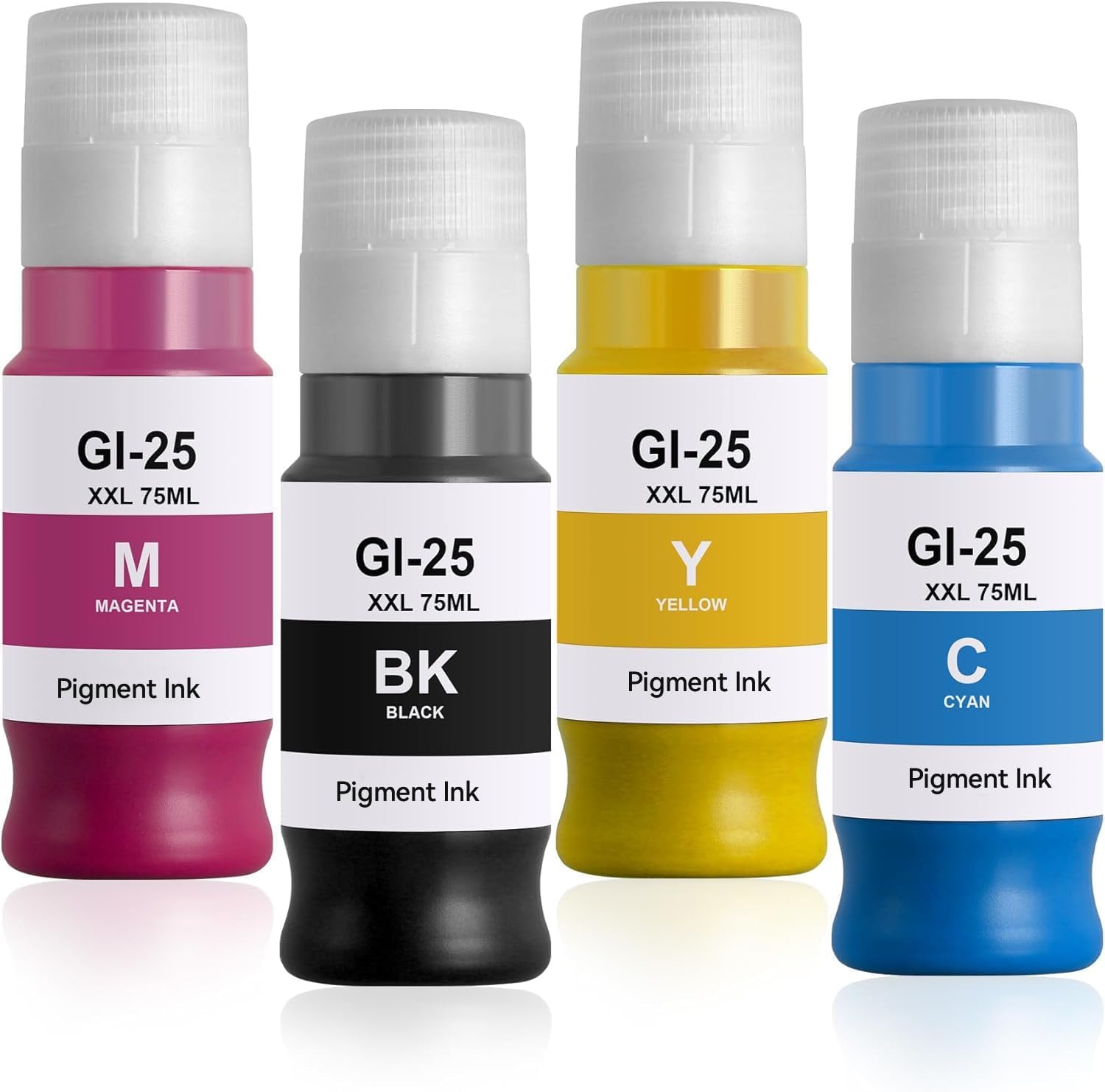SAIBOYA XXL GI-25 Ink Bottle BCMY (70ML) GI 25 GI25 Pigment Refill Ink Bottle Replacement for MAXIFY GX2020 GX1020 Inkjet Printers (Black Magenta Cyan