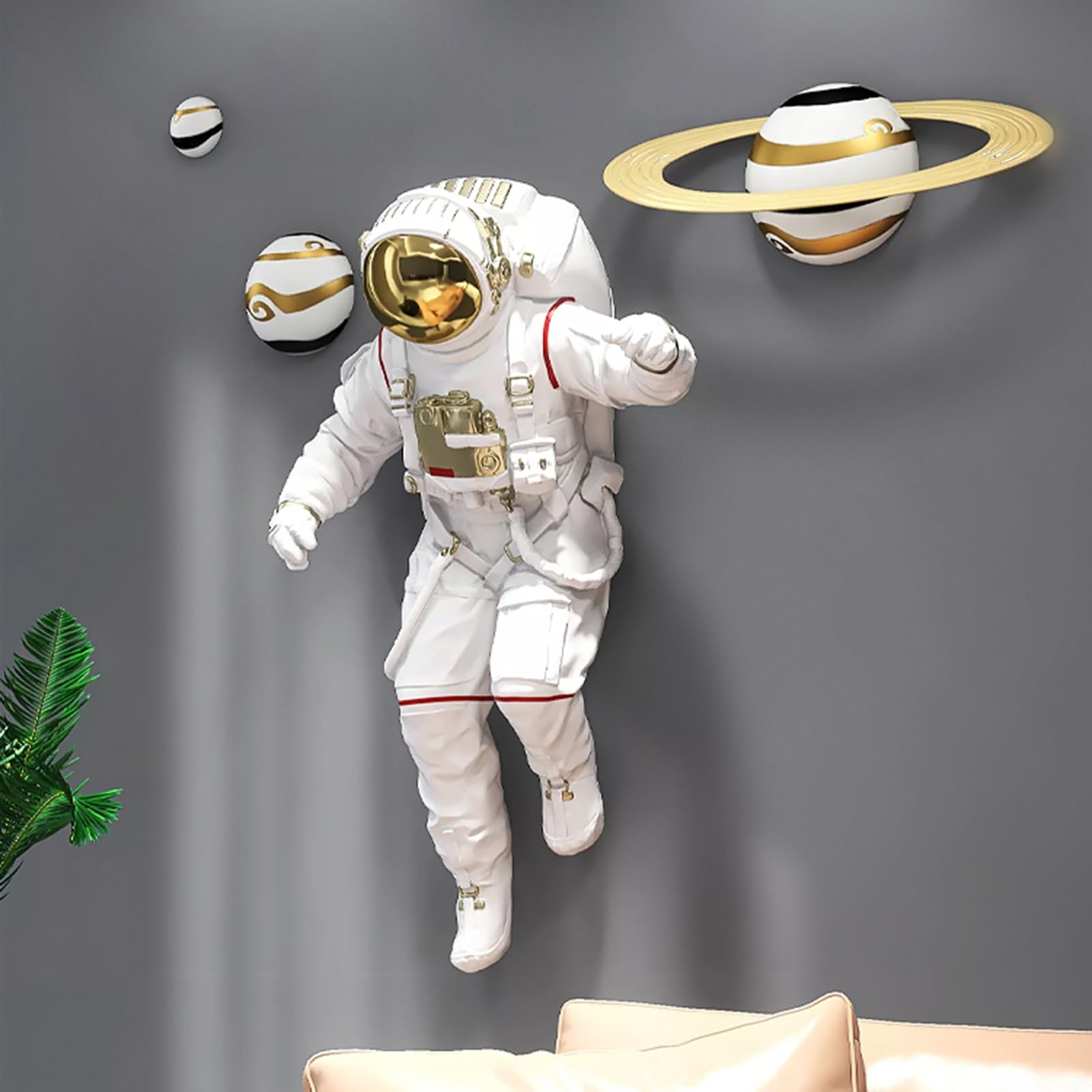 Decoración Pared - Escultura De Pared De Astronauta 3D, Colgante De Decoración De Pared De Fondo De TV Para Sala De Estar, Figura Colgante De Pared De Astronauta De Alta Gama Escultura(Walking on the