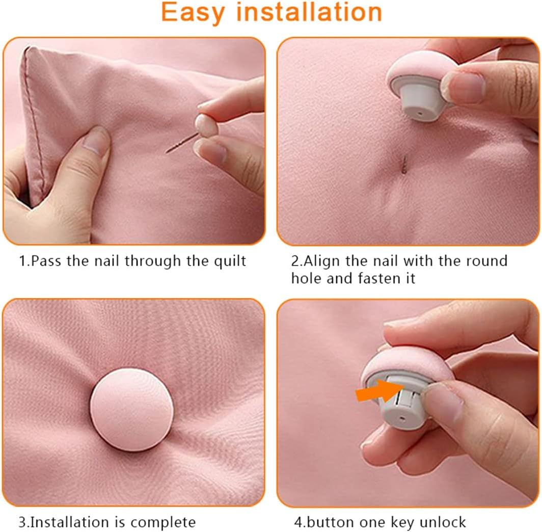 YELONA Duvet Pin Duvet Clips, Duvet Cover Pins Comforter Clips with Soft Fabric Material, Double Sided Pin Fasteners with Long and Short Nails for Quilt, Cushions, Curtains - (Grey-Pack of 12) 3