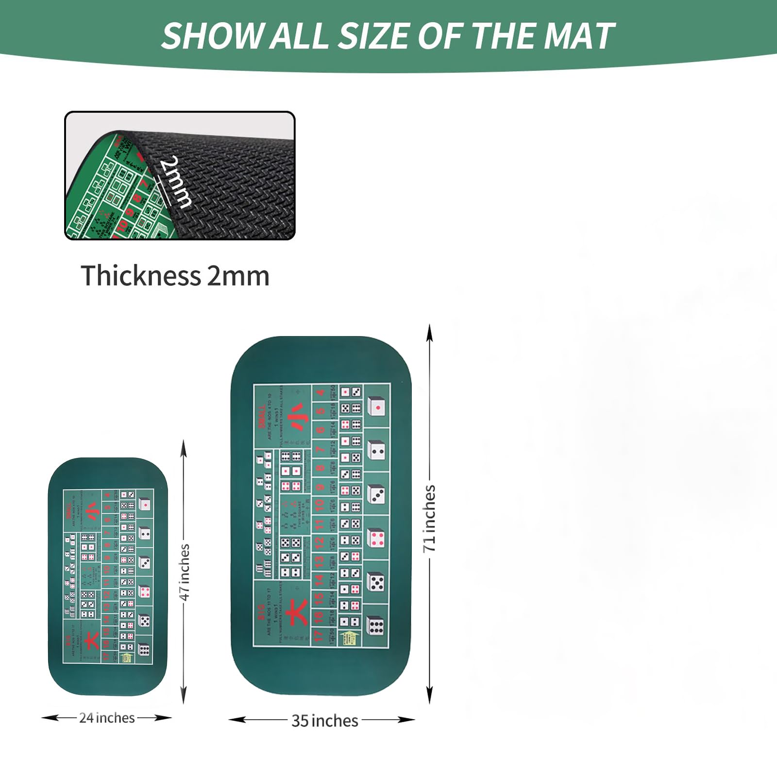 Tapis de Table de Poker, Tapis de Disposition Jeu Joueurs avec Sac Transport Dessus Table Poker en Mousse for Jeux, Casino, Blackjack(S)