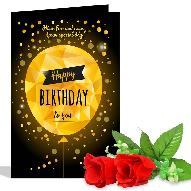 GIFT MY PASSION Have Fun And Enjoy Your Special Day Happy Birthday To You Greeting Card & 2 Red Roses | birthday gift combo