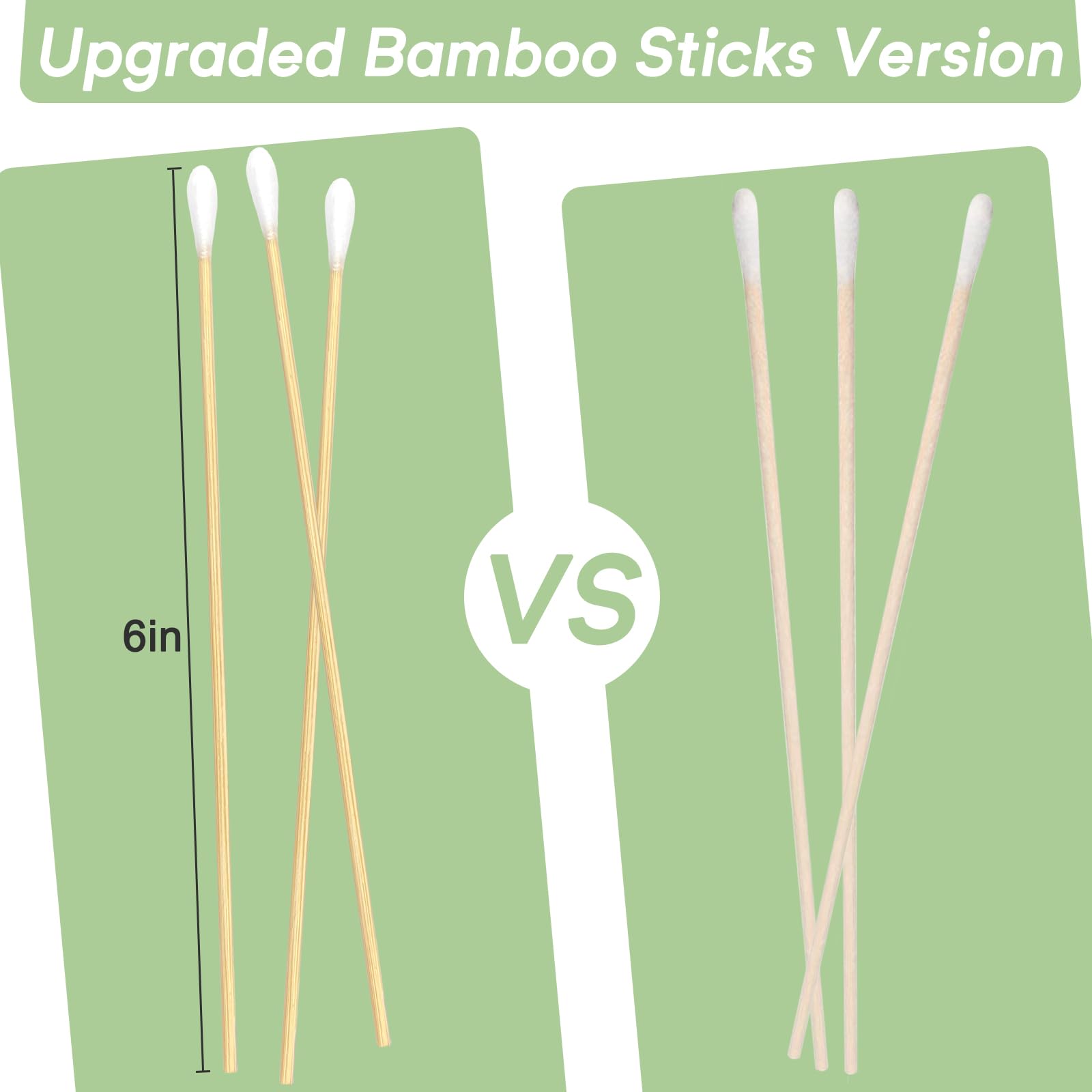 6 Inch Long Cotton Swabs with Wooden Sticks (500 Count) - Wood Cotton Swabs for Cleaning, Beauty & Crafts - Lint-Free Cotton Tipped Applicators in Storage Case