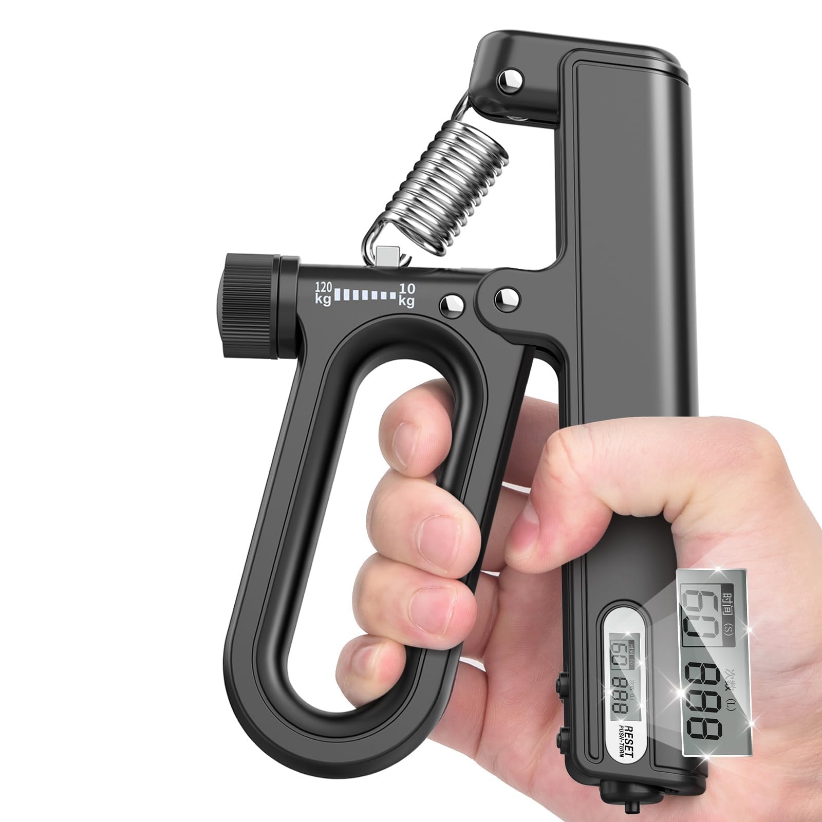 KOWVOWZ Hand Grip Strengthener, Hand Gripper Strengthener, Grip Strength Trainer Adjustable Resistance 22-265lbs (10-120kg) with Counter and Timer for Athletes Sports Finger Exercise Strong Wrists