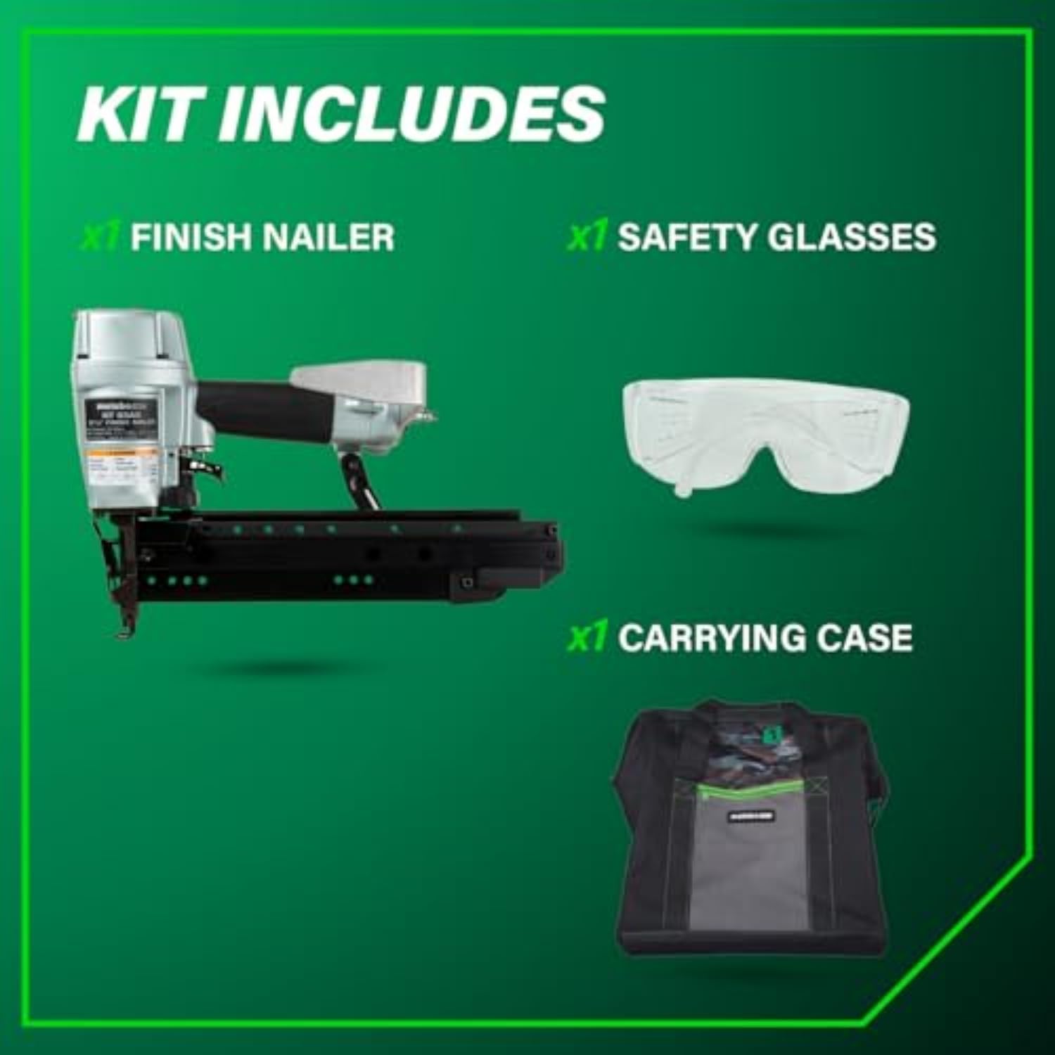 Metabo HPT Pro Finish Nailer, Pro-Preferred Pneumatic Power Nailers for Finish Applications, High Grade Aluminium Magazine, 16 Gauge, 1-1/2" to 2-1/2" Straight Nails, NT65A5