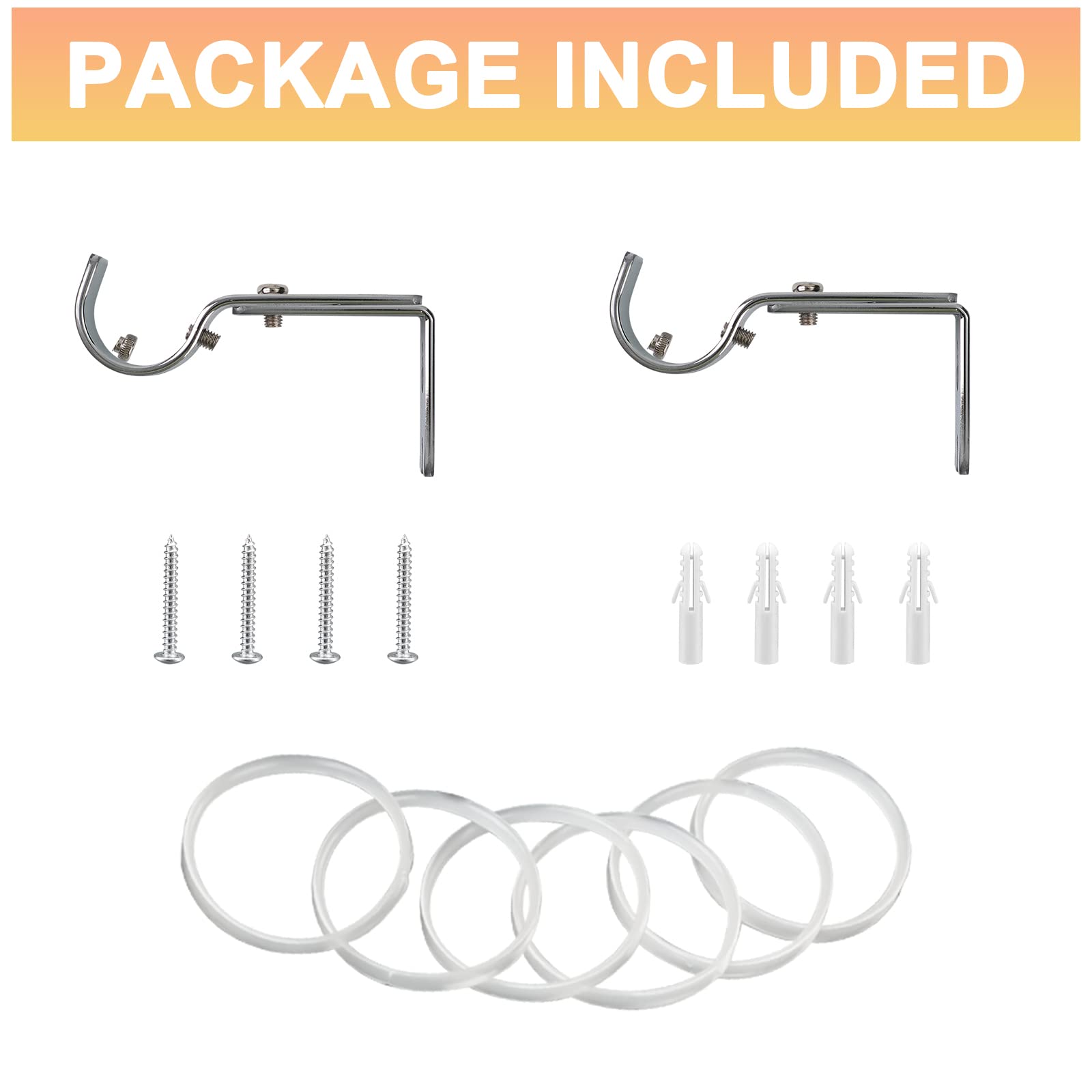 Bastone Per Tende Argento Regolabile 76-157 Cm - Con Staffe E Finials - Per Interni Ed Esterni - Foto 2