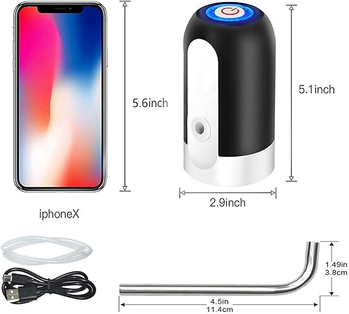 Miniatura 8 de Bomba de agua universal para botella de 5 galones, dispensador de agua eléctrico, bomba de agua automática portátil con interruptor y carga USB,