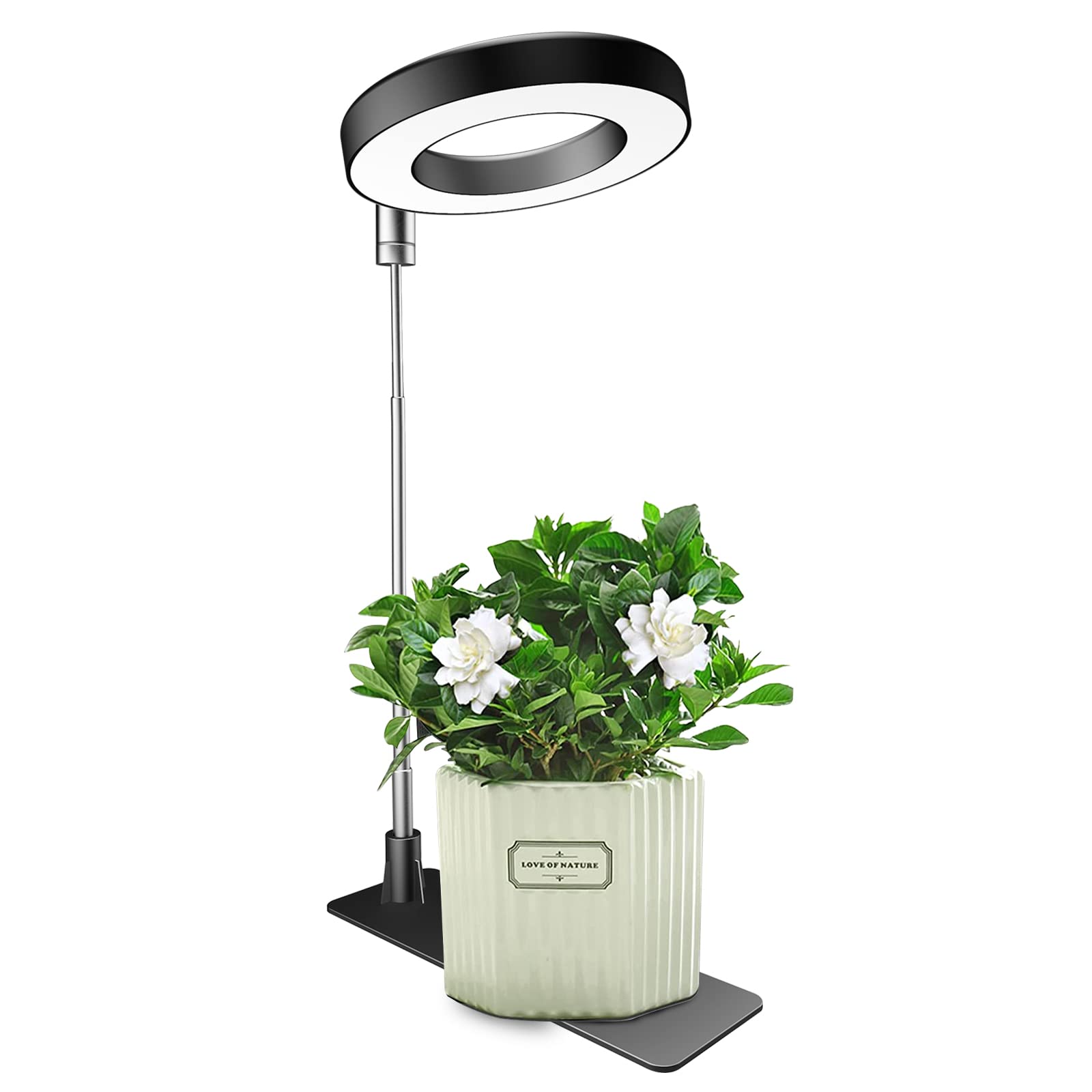 Plant Grow Light, 48LEDs Full Spectrum Grow Lights for Indoor Plants, Height Adjustable Grow Lamp with Base, 3 Optional Spectrums, 3/9/12Hrs, 10 Brightness, Ideal for Small Plants, 1 Pack