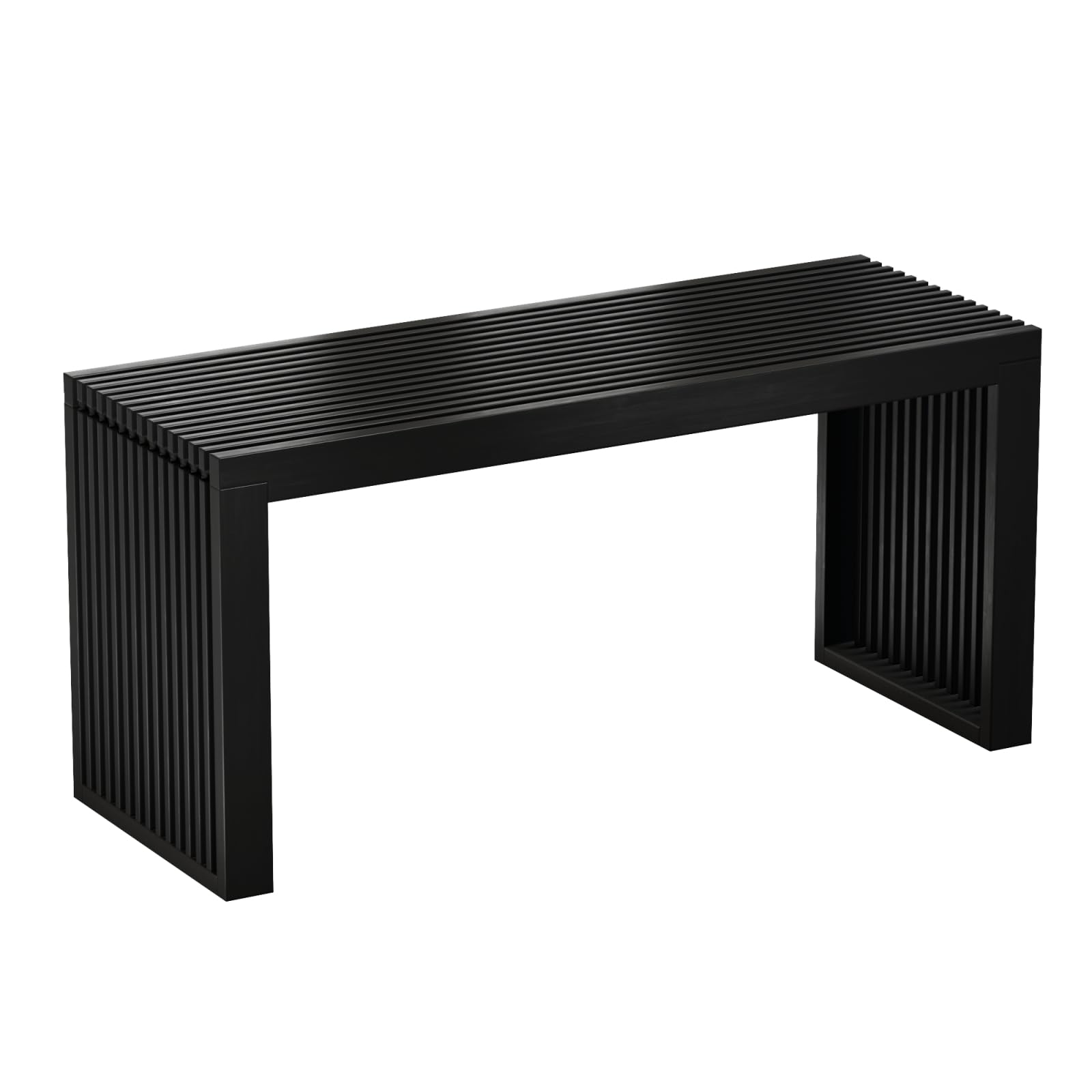 APRTAT Bamboo Dining Bench Indoor Long Bench Entryway Shoe Rack Benchs,Outdoor Modern Wood Benches 35 Inch Bamboo Bench for Living Room Hallway Bedroom Bathroom (Black, Long)