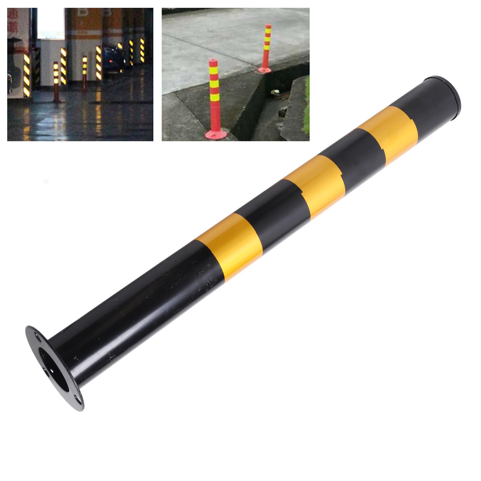 Bolardos de seguridad de 75 cm Poste de barrera de estacionamiento de acero laminado en frío Tubo de barrera de estacionamiento con color de advertencia brillante para señalización de peligro Contro