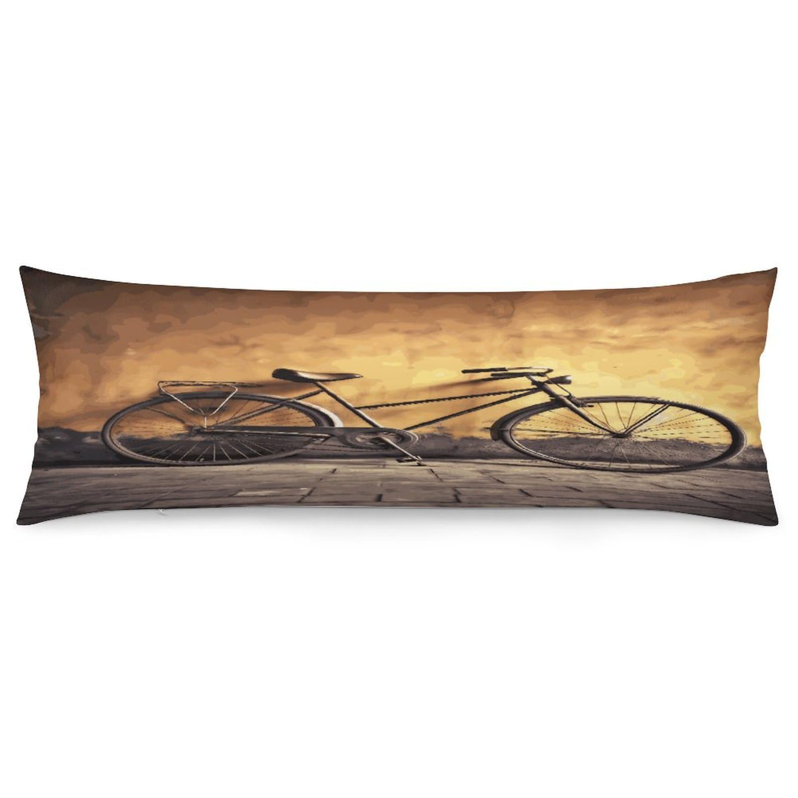 Old Bicycle Pillowcase Long Body Pillow Cover Soft Decorative Body Pillow Case Breathable Large Pillowcase Cute Cozy Pillow Protector for Bed Sofa Couch Room 18.9 X 53 Inch