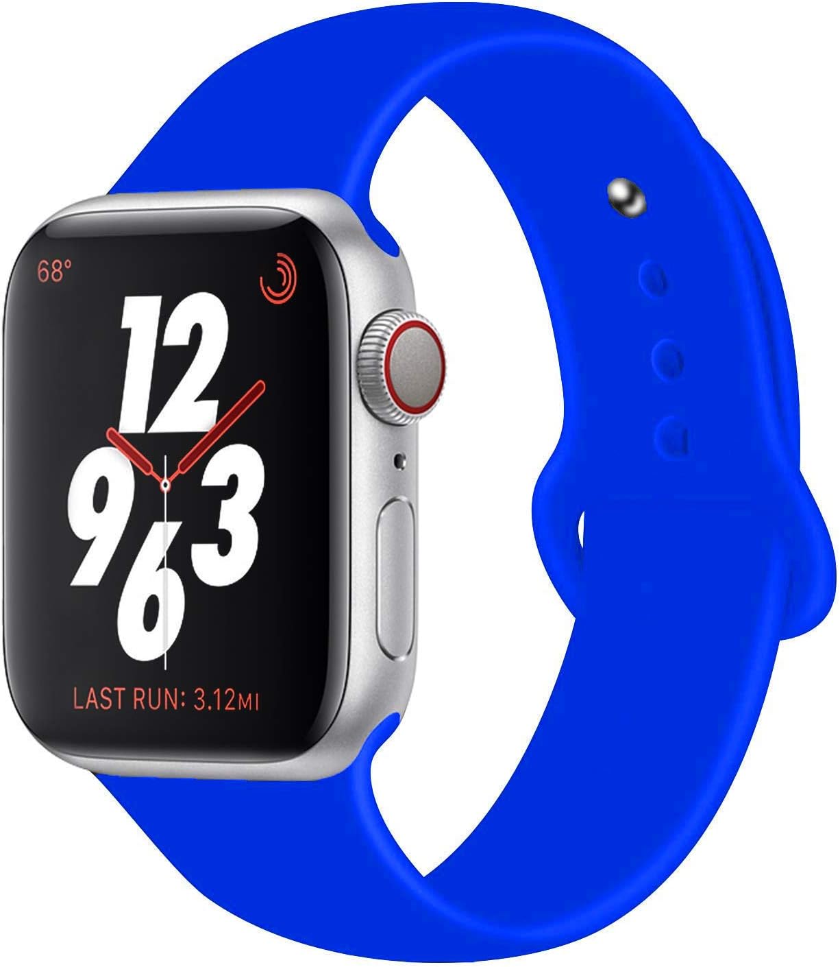 Sporty Band Compatible with Apple Watch, Soft Silicone Replacement Wristband Strap Band for iWatch Series 1 Series 2 Series 3 Series 4 (42MM/44MM M/L Royal Blue N)