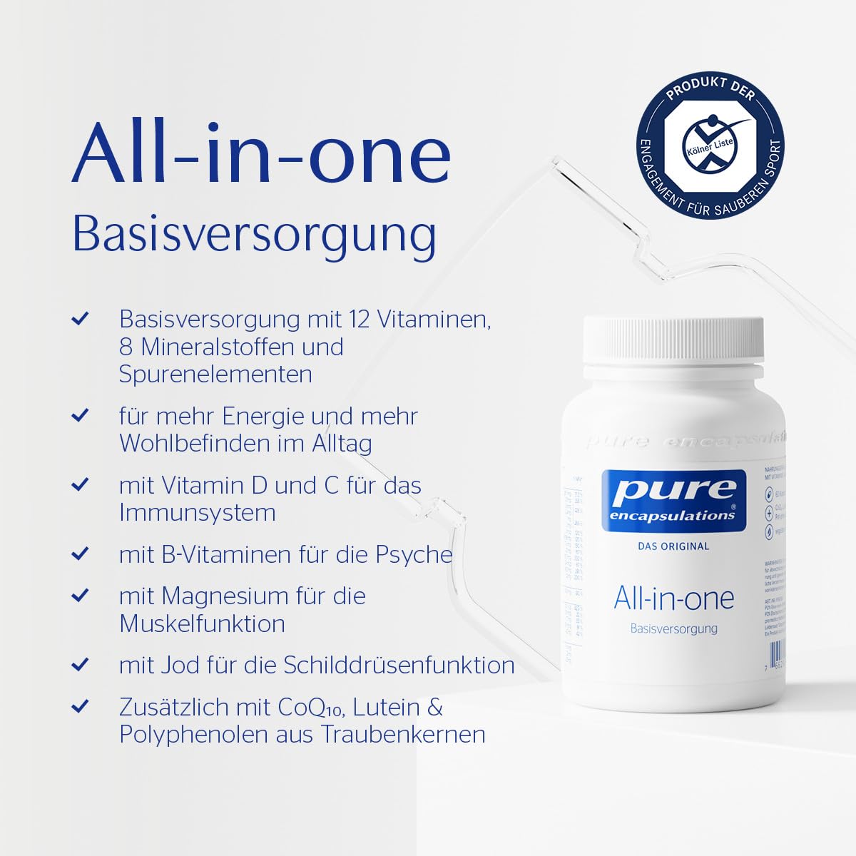 Pure Encapsulations All-in-one | A-Z Vitamine und Mineralstoffe plus Coenzym Q10 in Kombination mit dem Carotinoid Lutein sowie Polyphenolen | 60 vegetarische Kapseln (bis zu 2 Monate)