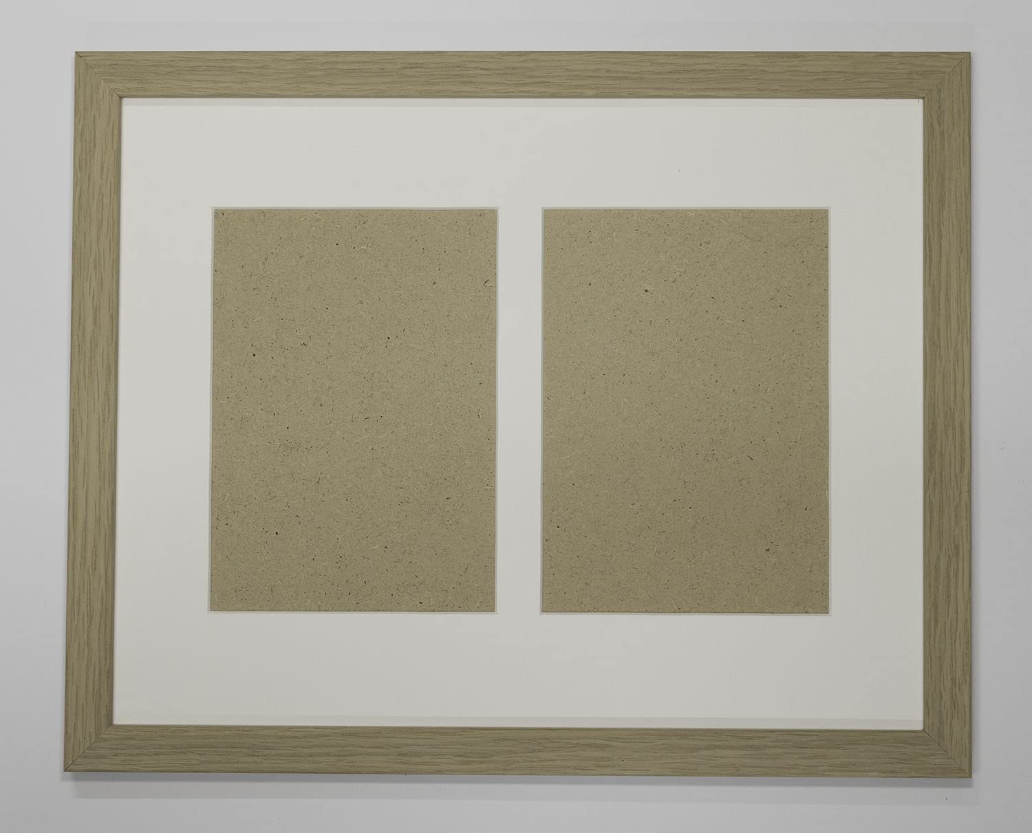 Skelf Frames White 20Mm Light Oak Veneer With Glass (14" X 11" With Mount To Fit Two 7" X 5" Pictures)