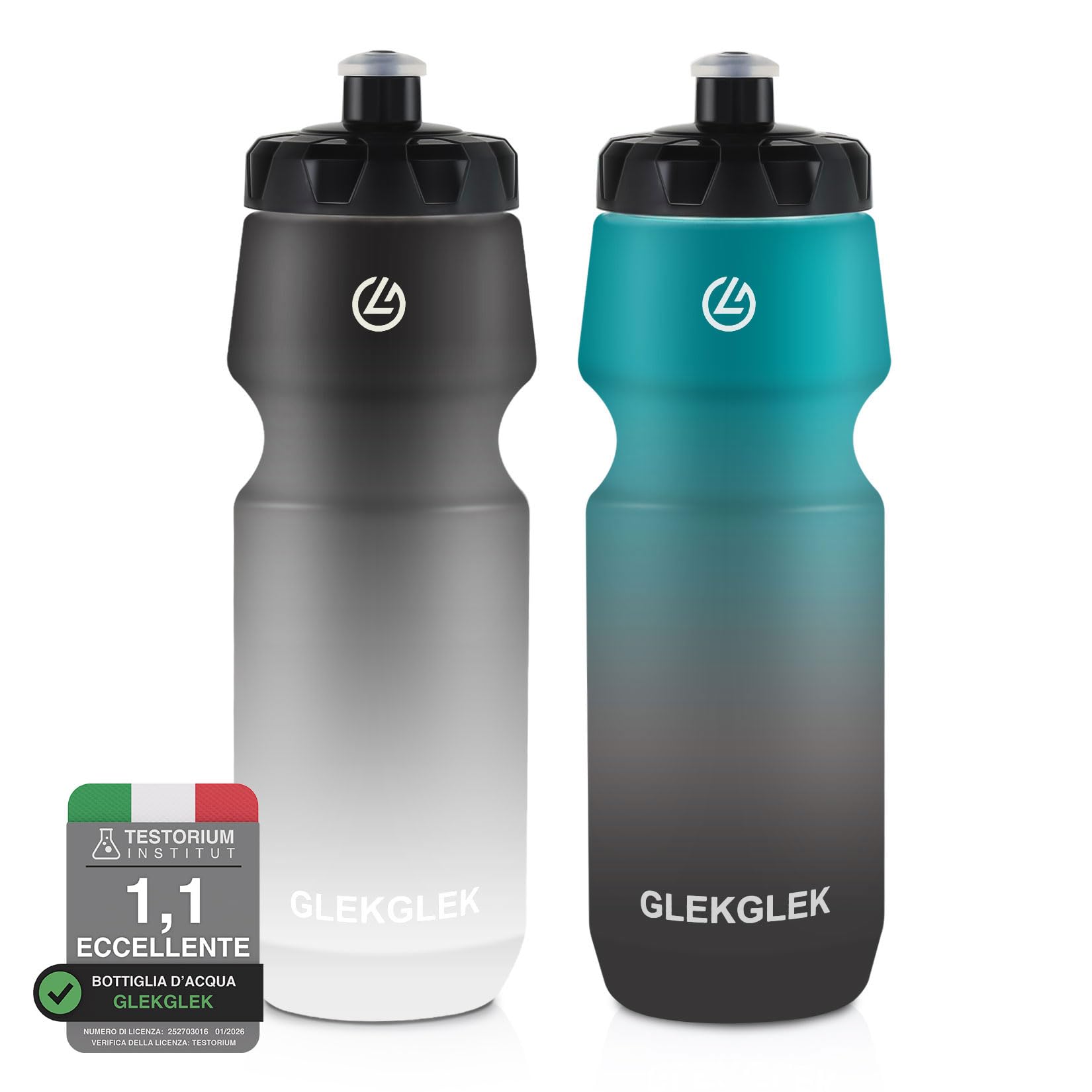 Borraccia Palestra 750ml, Senza BPA, A Prova di Perdite Borraccia Acqua, per Esercizio Fisico, Escursioni, Ciclismo (Nero Bianco/Verde Nero)