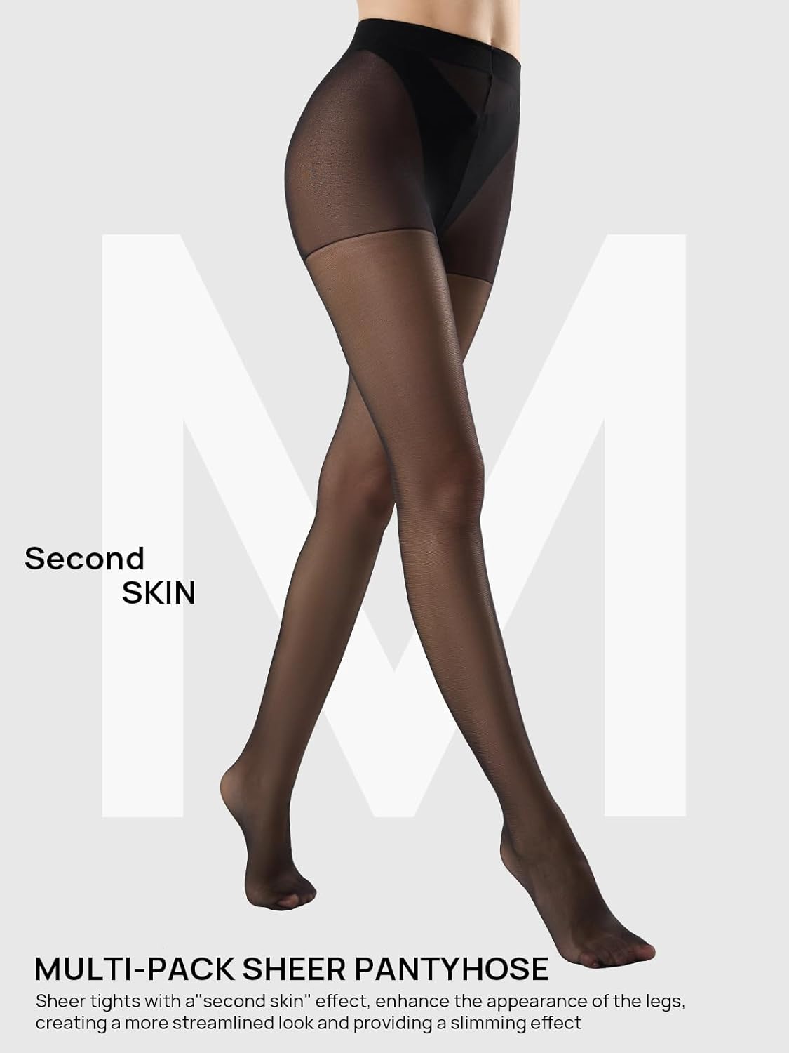MANZI Pantyhose for Women Nylon Sheer Tights Under Dress 20D 6 Pairs - Image 2