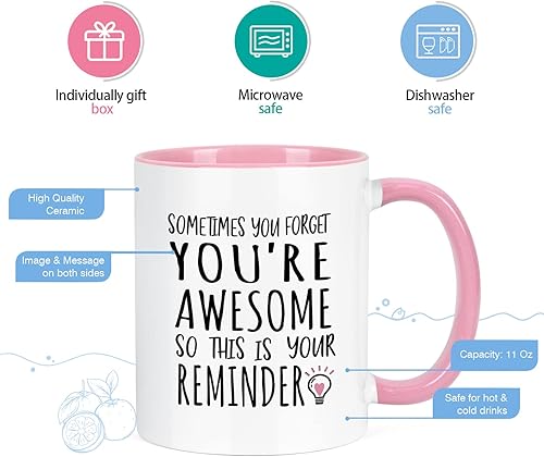 Miniatura 7 de YHRJWN - Taza de café Sometimes You Forget You're Awesome - Regalos inspiradores de amistad de cumpleaños para mujeres, compañeras de trabajo,