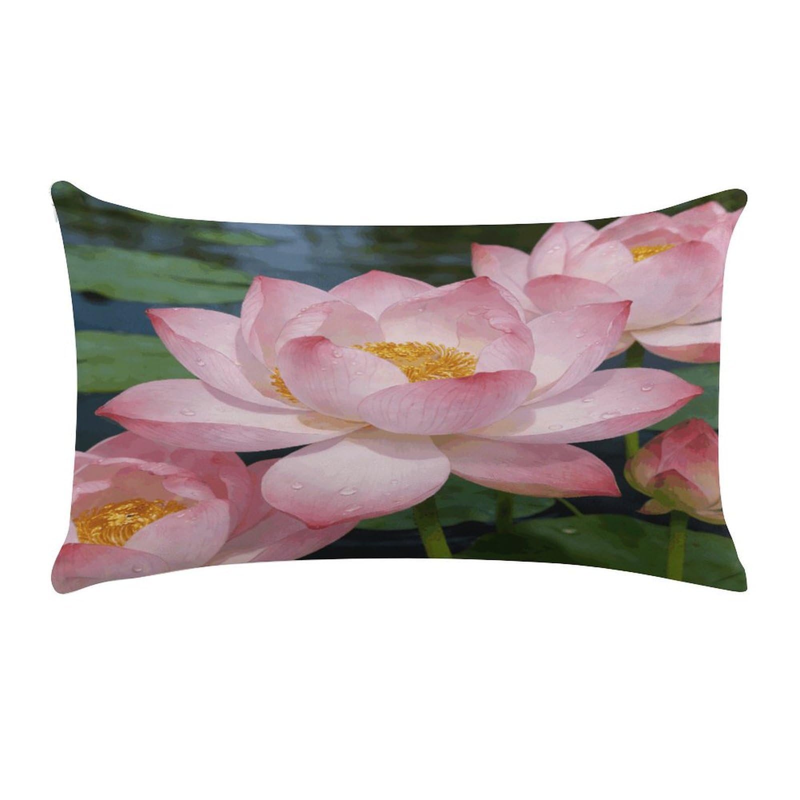Fodpand Style Clear Lotus With Dew Pillow Cases Set Of 1 Extra Soft Pillow Protectors With Hidden Zipper Perfect For Hotels, Guest Rooms,Bedroom 12X20 Inches Pillows Not Included