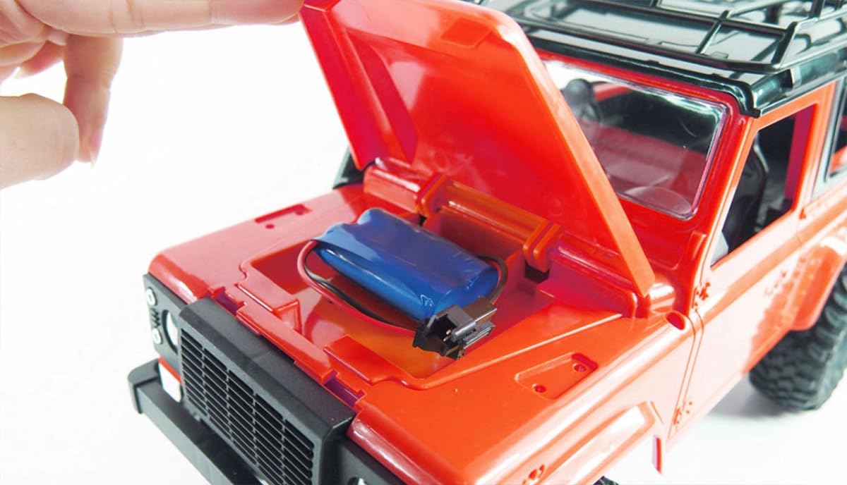 Coche Teledirigido Robusto 1:12 - Land Rover Defender D90 RC Auto 4WD con Luz LED, Caja de Cambios de Metal, Vehículo Todo Terreno, 30 Minutos de Tiempo de Marcha, Coche Teledirigido a