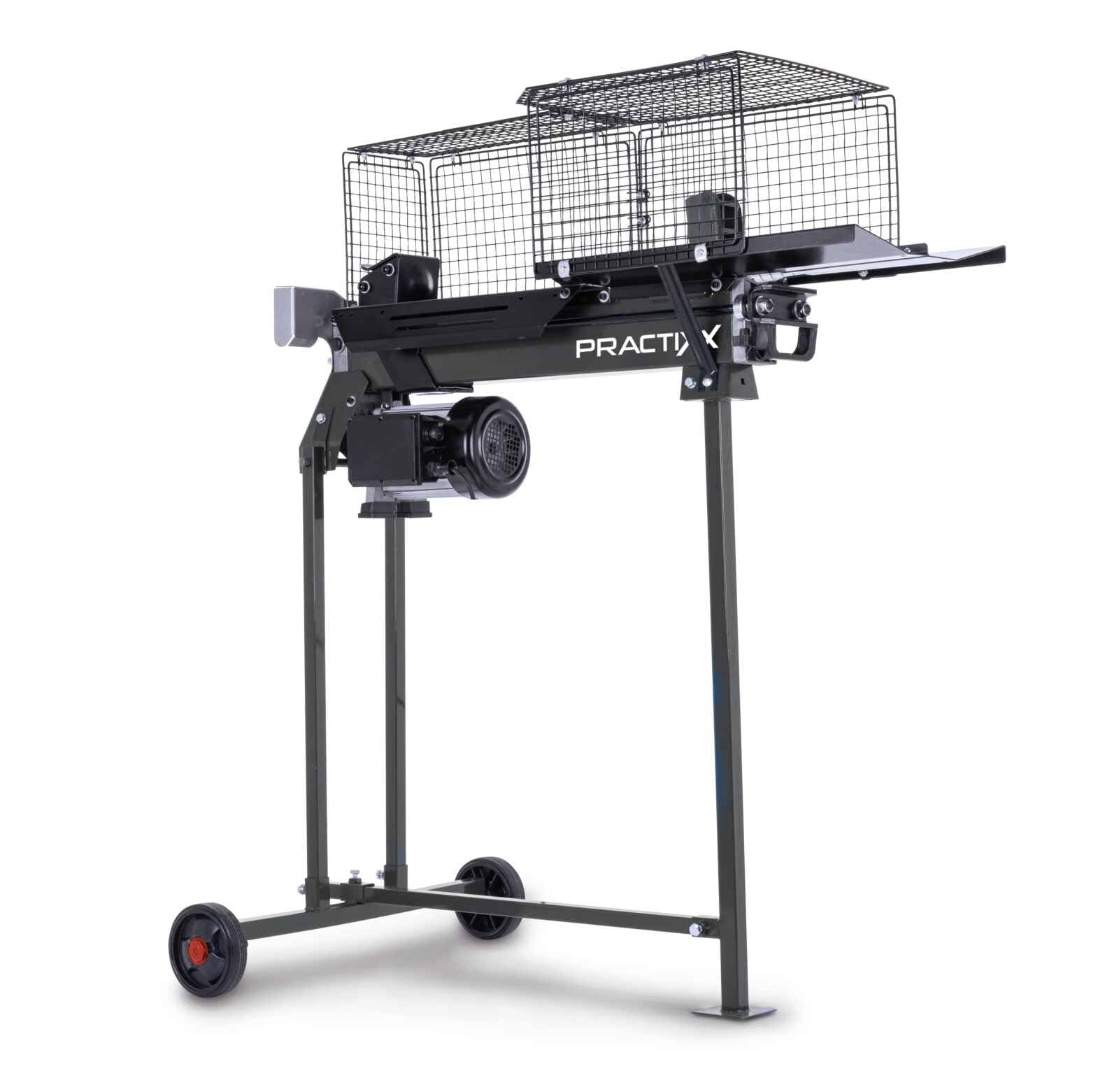 Practixx liegend Holzspalter PX-LS 7t Brennholzspalter Hydraulikspalter | 230V | 2200W Leistung | Spaltkraft 7 Tonnen | Spaltlänge 520mm / Ø250mm | inkl. Untergestell & Hydrauliköl (vorbefüllt)