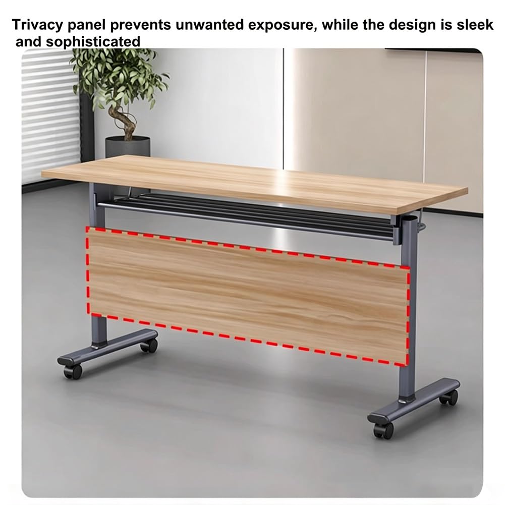 Tavolo Pieghevole Per Conferenze E Formazione Con Pannello Frontale E Ruote | Tavolo Modulare Robusto Per Riunioni Con Piano Ribaltabile E Impilabile per Uffici, Seminari(120x60x75cm)