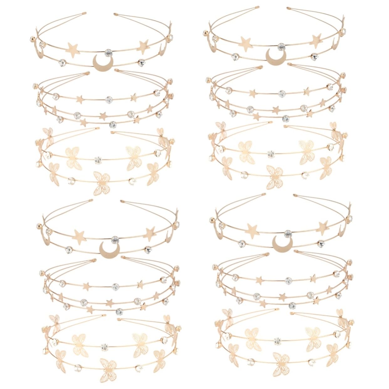 minkissy 12pezzi Fasce Per Cristallo Multistrato Stelle e Per Decorazioni Femminili Accessori Eleganti Per Donne e Ragazze Per Eventi e Cerimonie