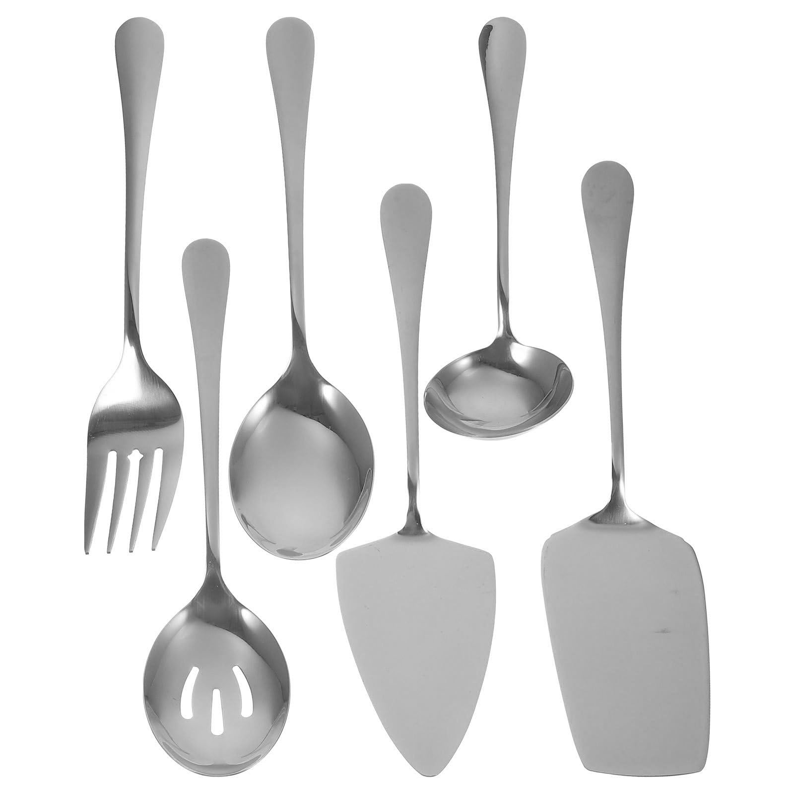 SHERCHPRY Set 1 Pezzo di Posate per Torta in Acciaio Inossidabile Spatola Seghettata e Forchetta, Design Sicuro e Maneggevole per Feste di Compleanno e Banchetti