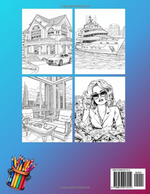 Luxury Goods. Coloring Book: Coloring Book for Teens and Adults, Stress Relief, Book for Relaxation and Meditation, 50 Coloring Pages, 8.5x11 inches, ... Fortune, Wealth, Elite, Motivation, Goals image 3