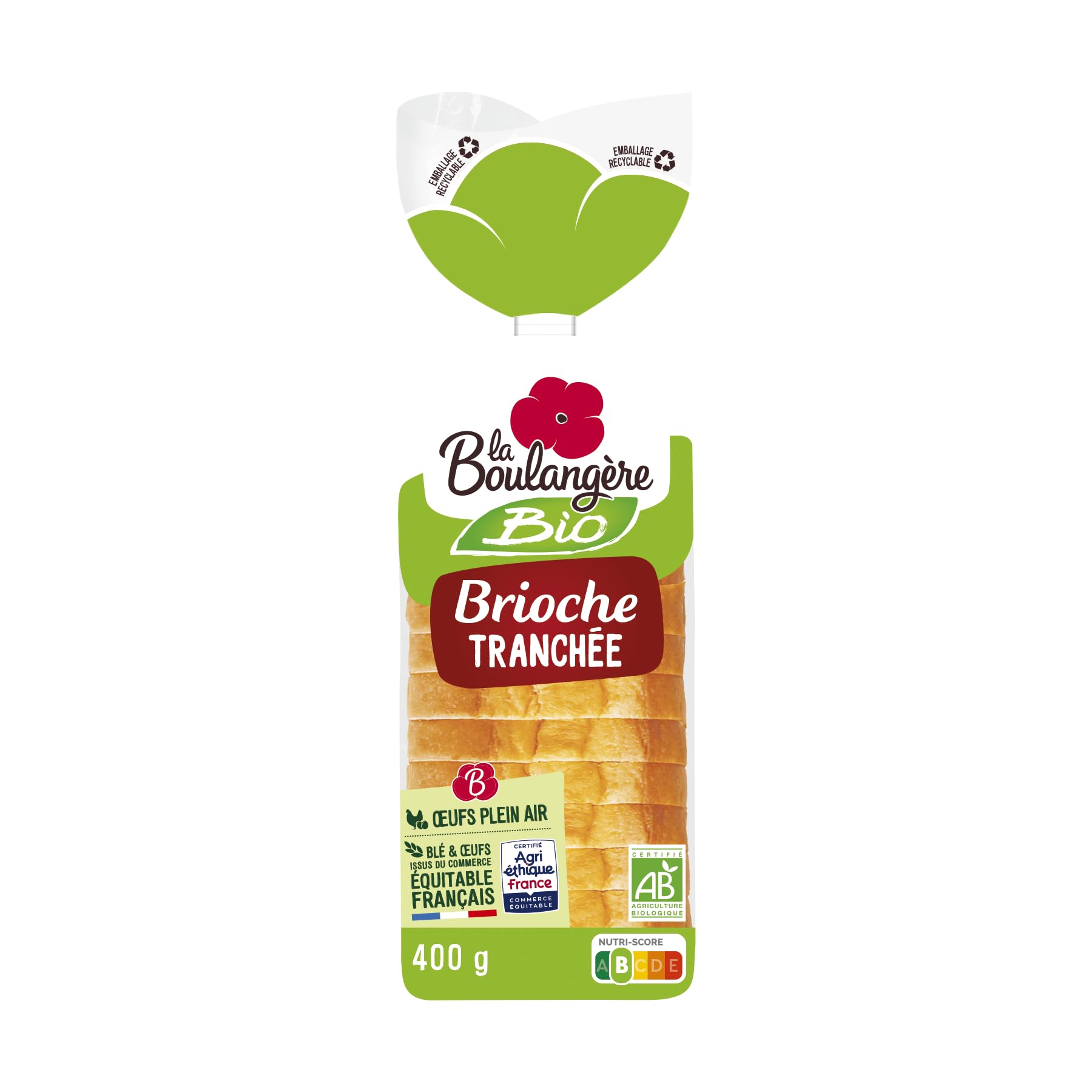 La Boulangère Bio Brioche Tranchée 400g (lot de 3)